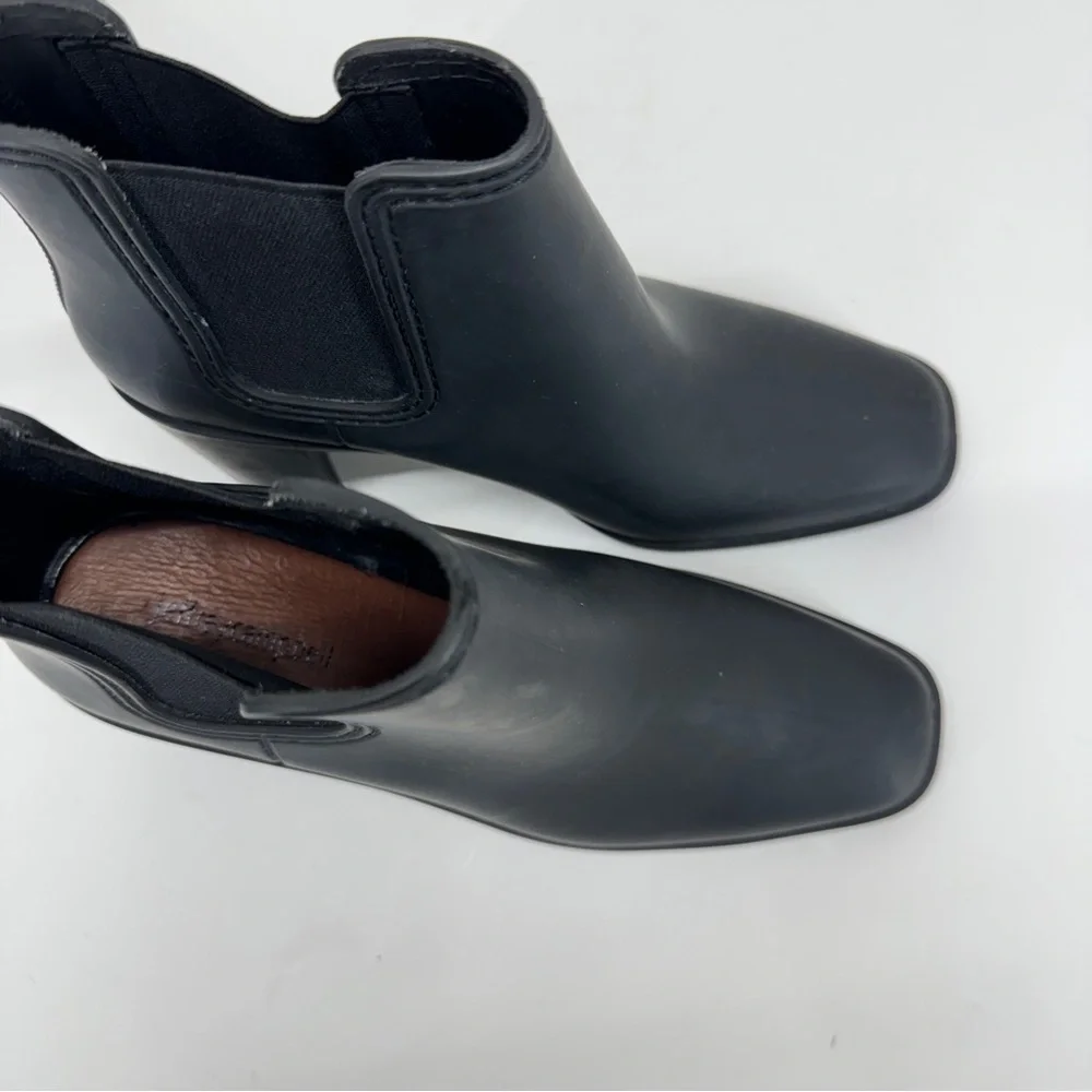 Jeffrey Campbell Womens Rubber Rain Boots Ankle Black Waterproof Weather Casual